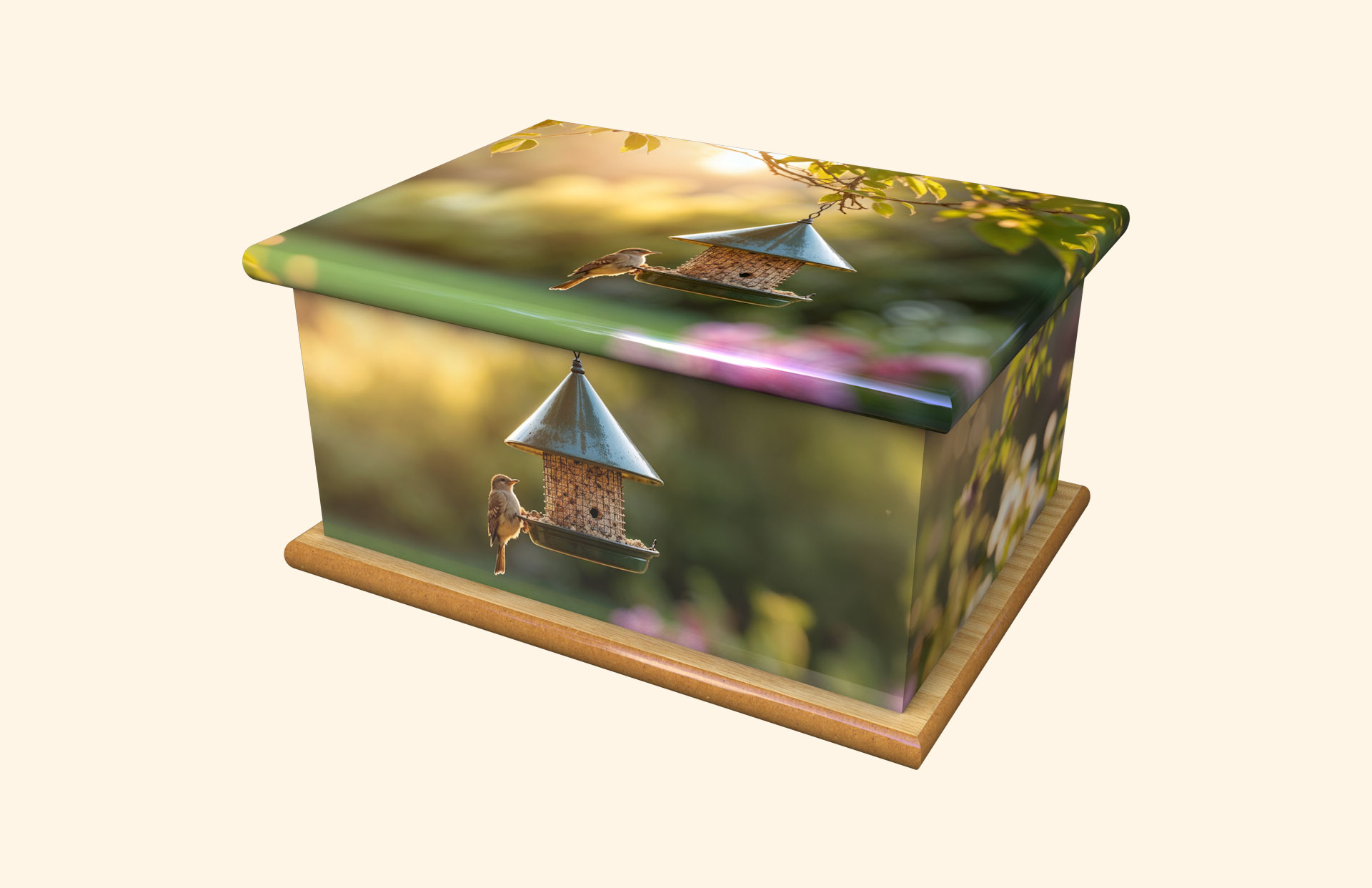Kates Garden Birds adult ashes casket